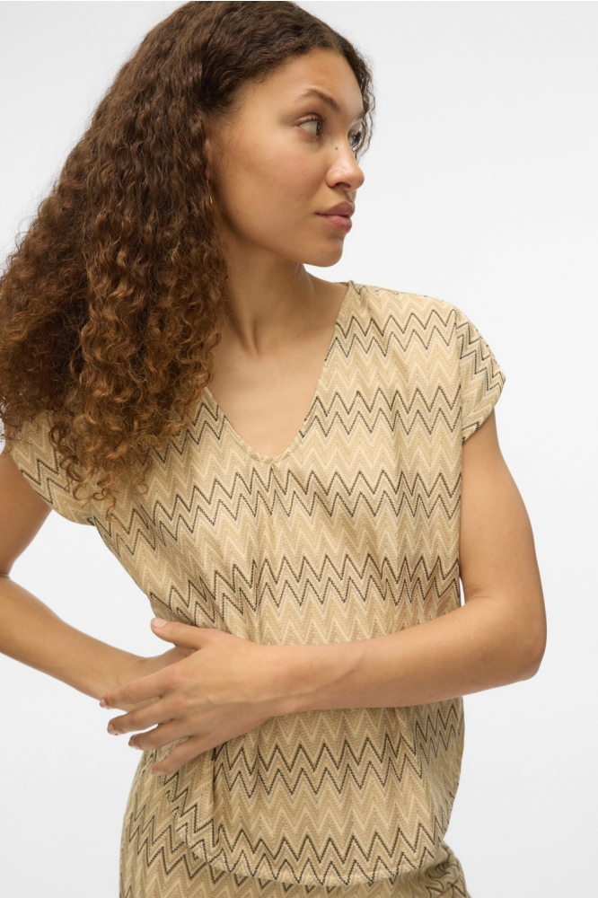 VMDICTE SS V-NECK TOP JRS GA VO 10328139 BIRCH/DICTE